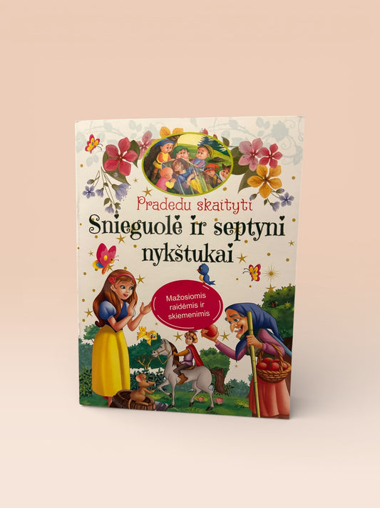 SNIEGUOLĖ IR SEPTYNI NYKŠTUKAI. Pradedu skaityti. Didžiosiomis raidėmis ir skiemenimis