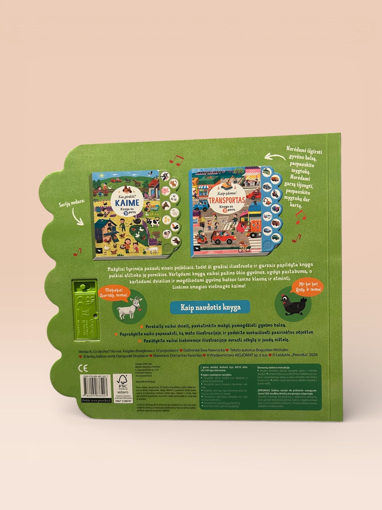 Kas girdėti? Kaime. Knyga su 10 garsų. Su garsais