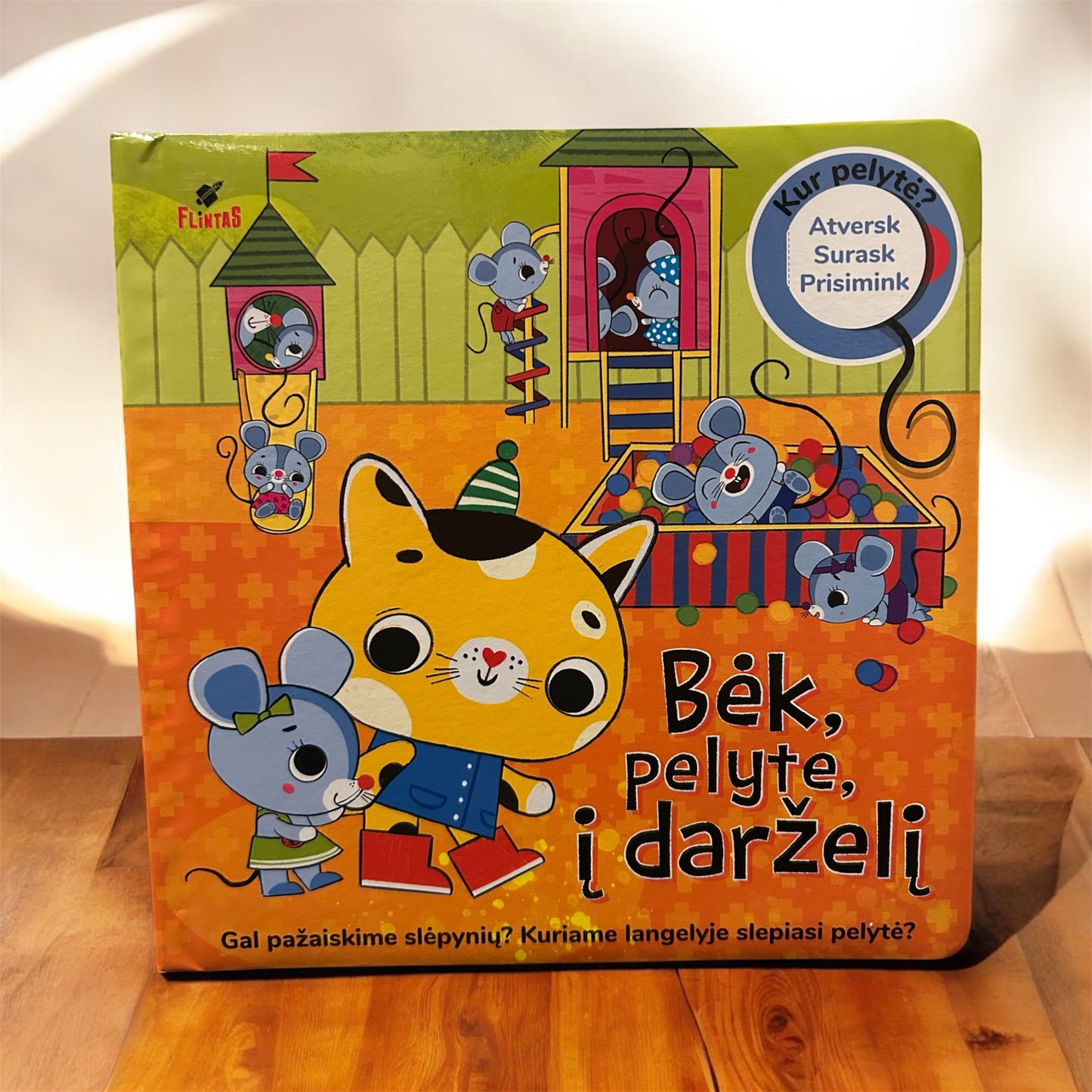 Kur pelytė? Bėk, pelyte, į darželį. Paveikslėlių knyga su judančiais elementais