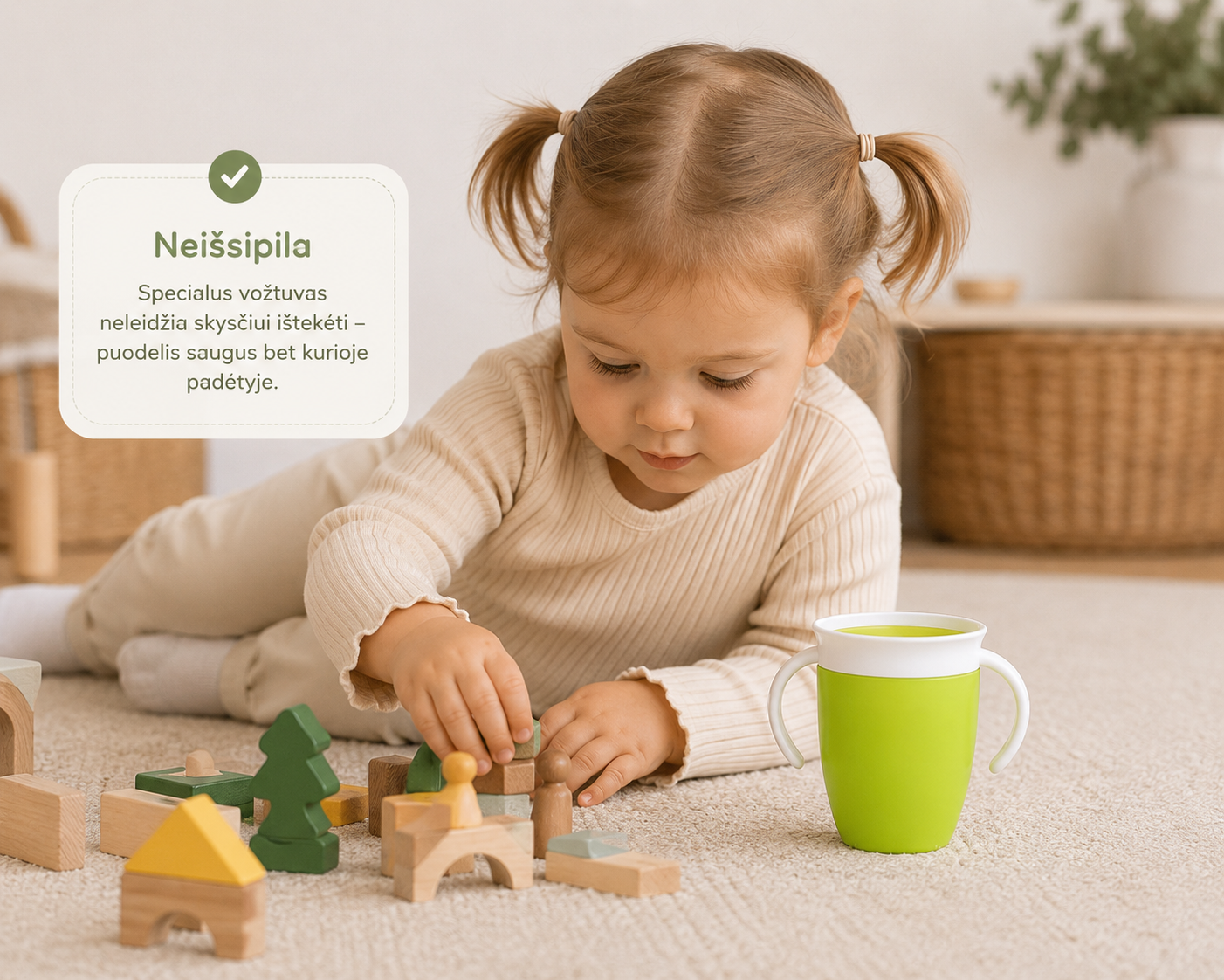 360° Neišsiliejantis Puodelis Mažyliams