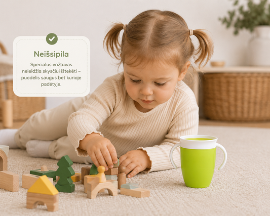 360° Neišsiliejantis Puodelis Mažyliams